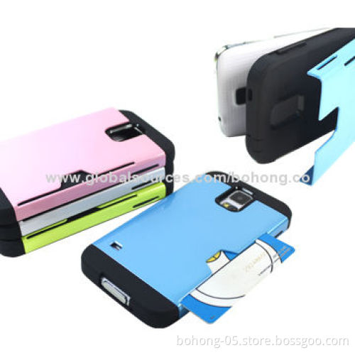PC + TPU Separated 2-in-1 Cases for Samsung S5 with edge card hole, different colors available